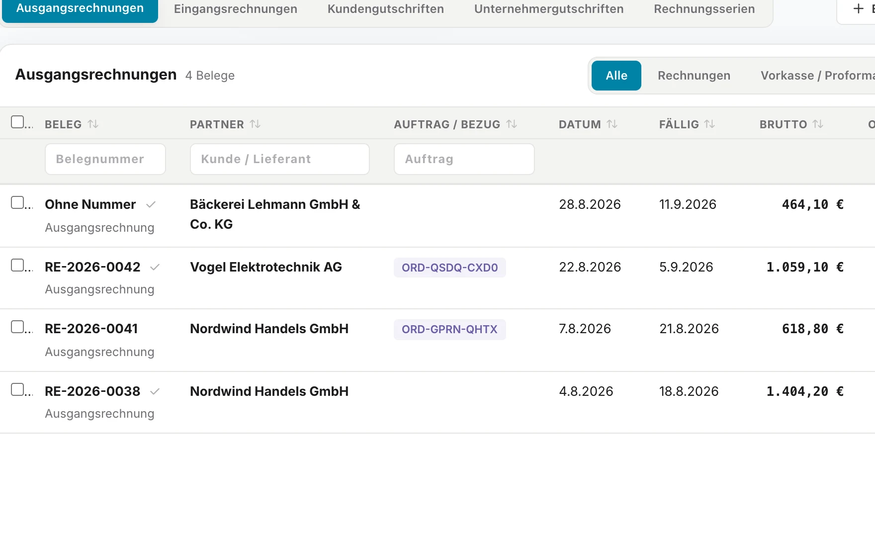 E-invoicing included: view in flicono