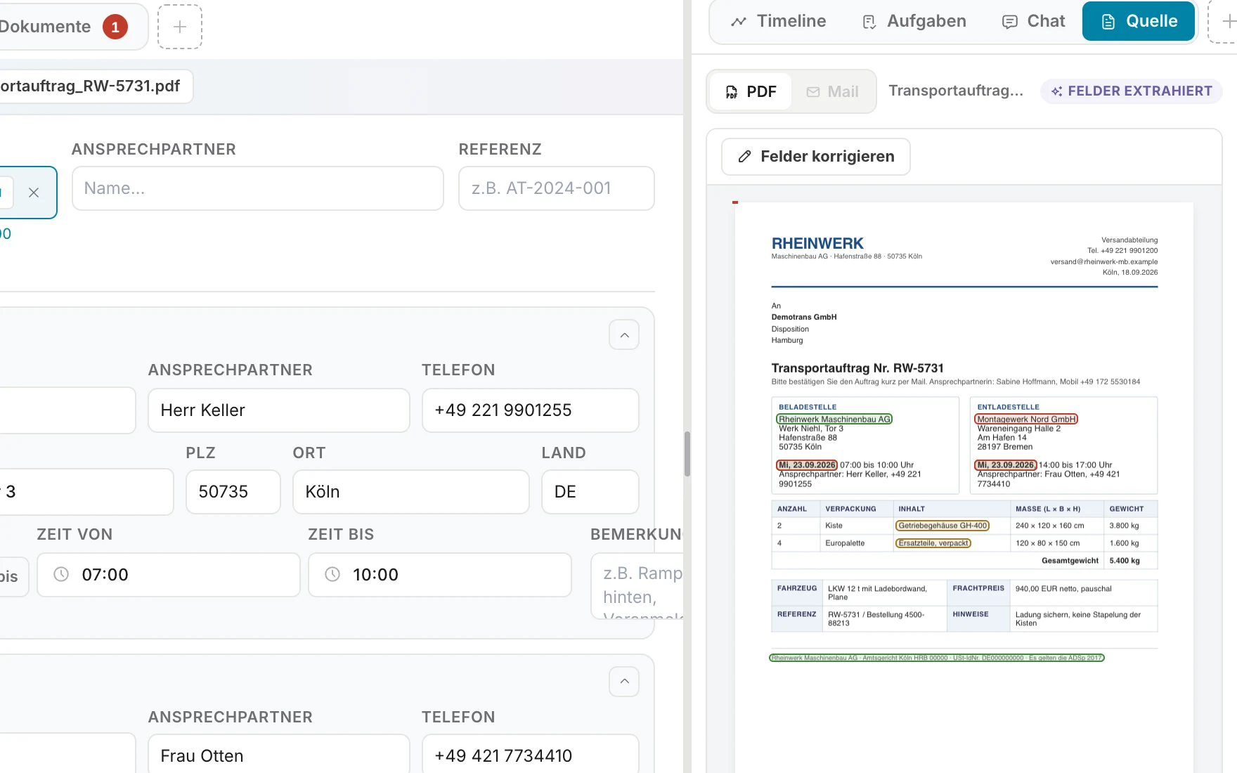 Orders from PDFs and emails: view in flicono