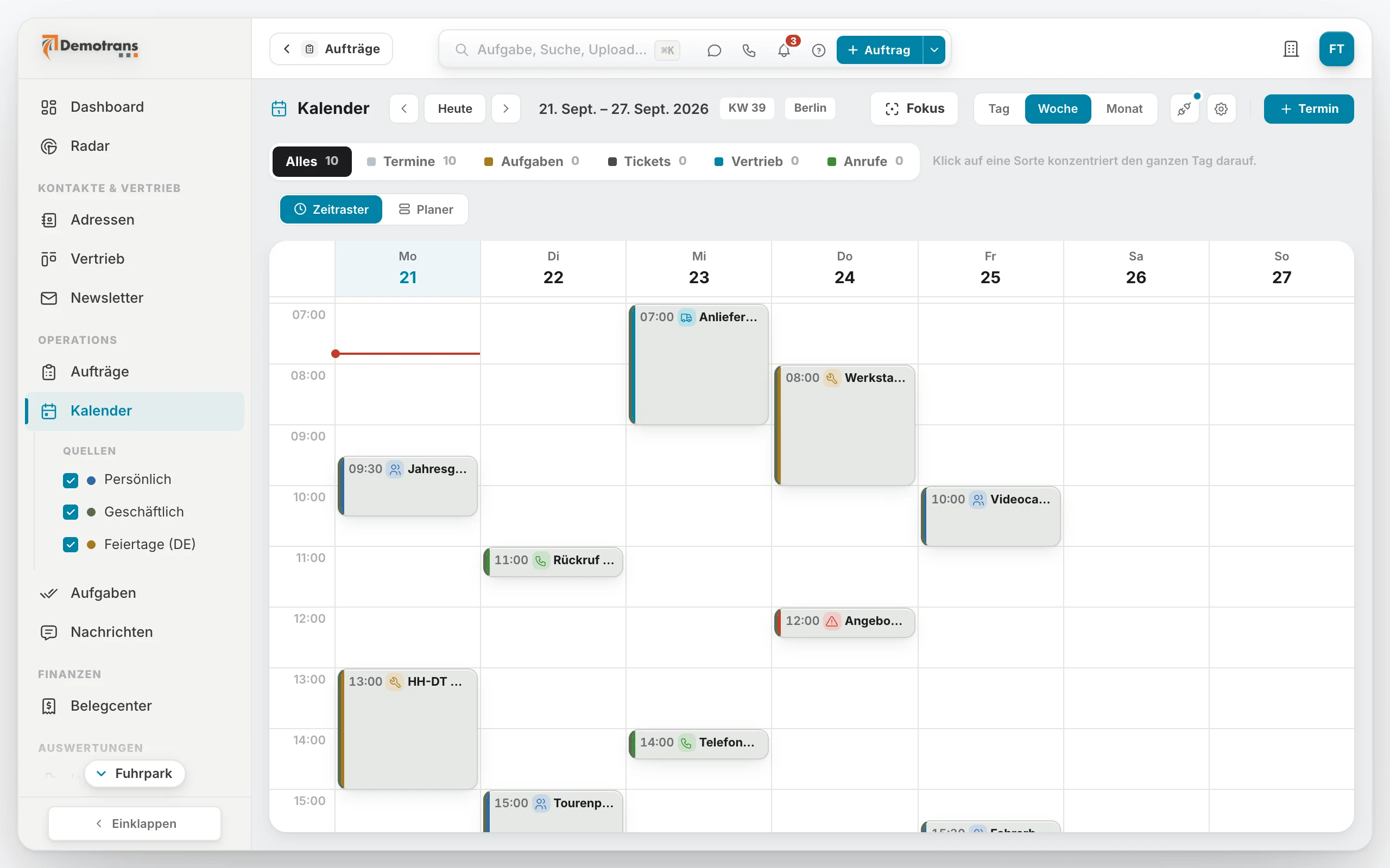 Calendar & appointments in flicono