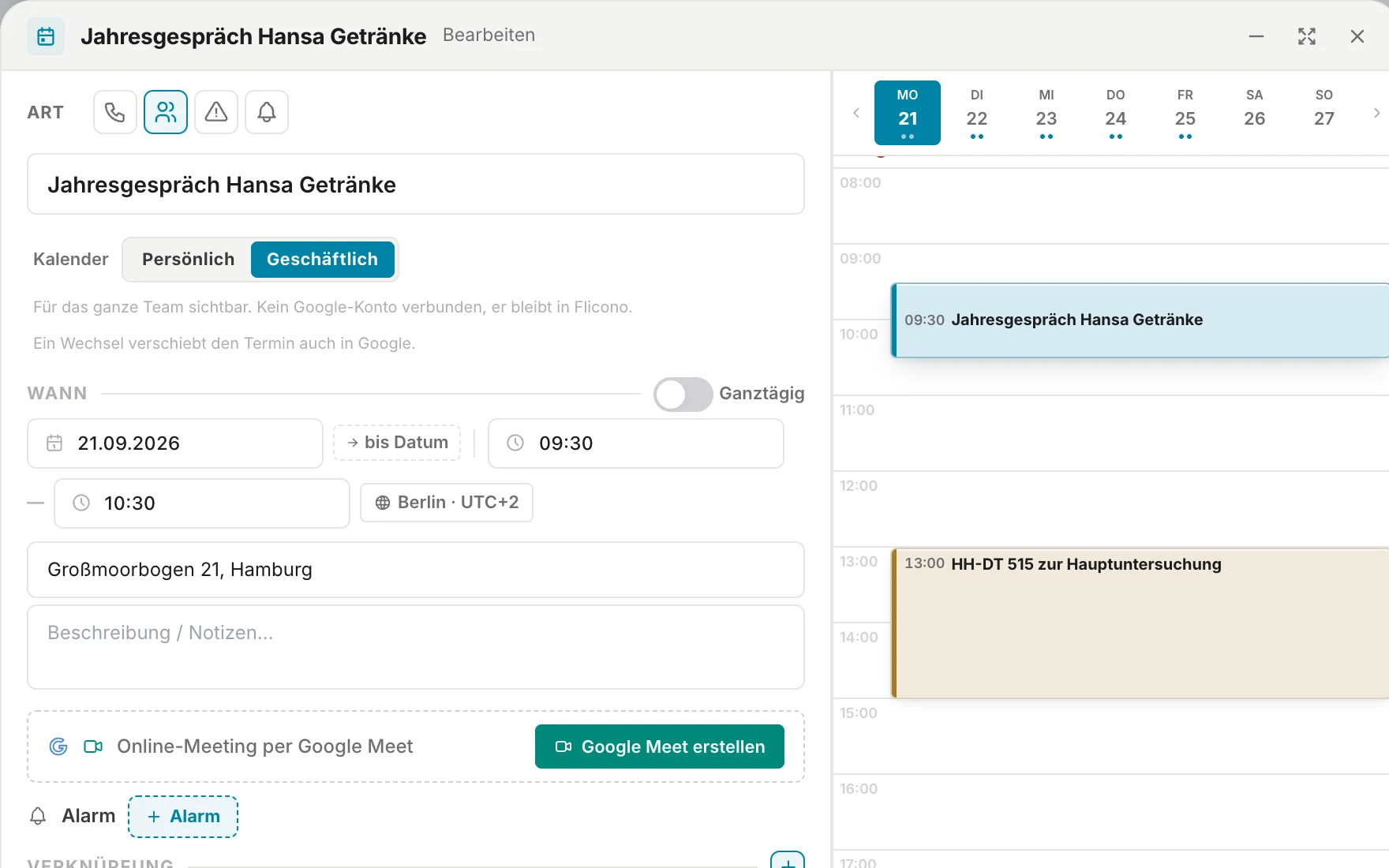 Invitations with accept and decline: view in flicono