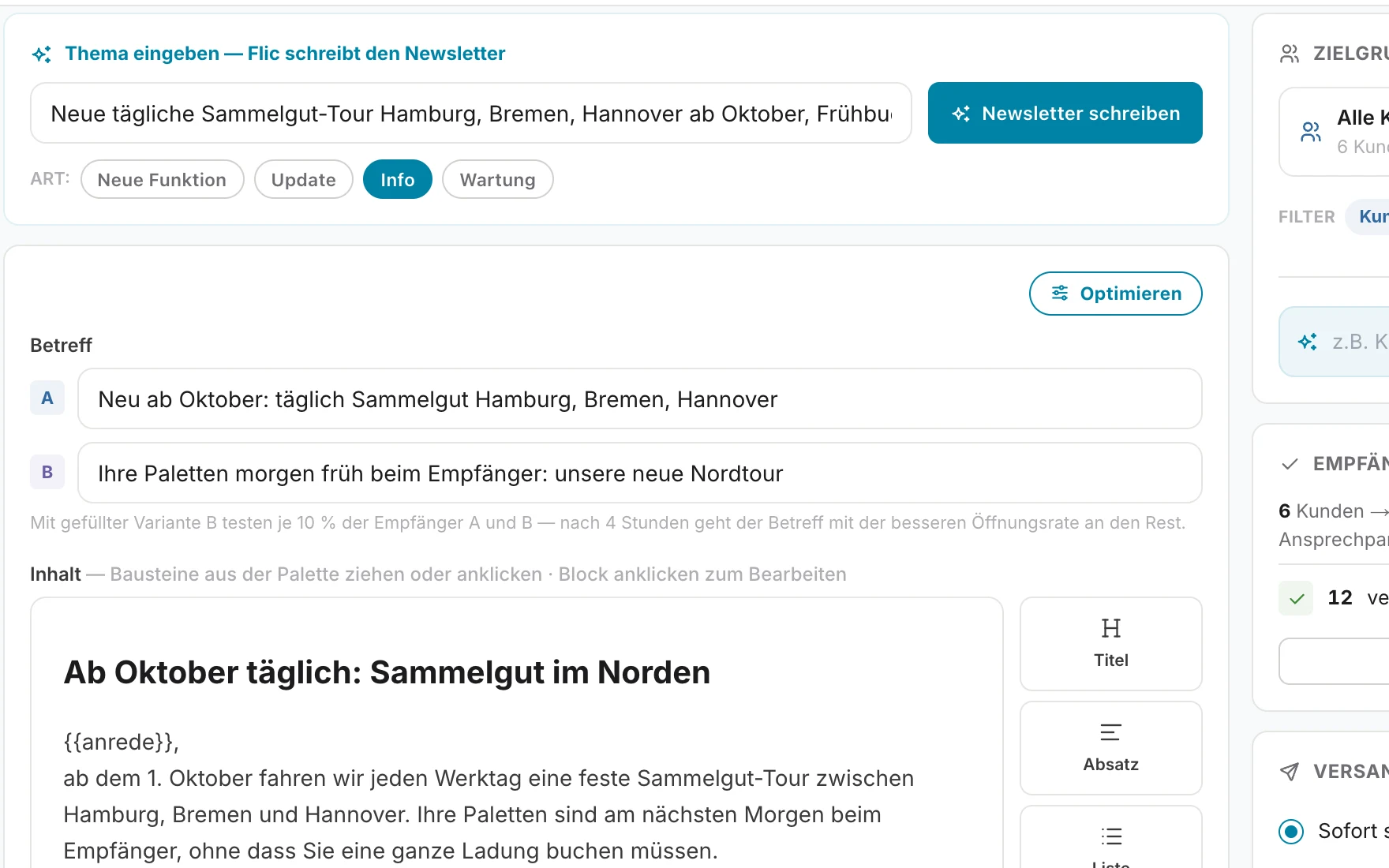 Write newsletters: view in flicono